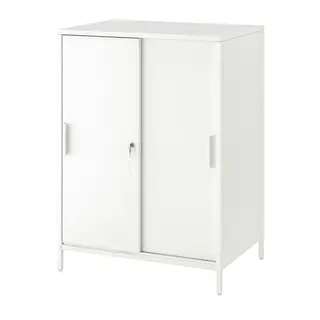 TROTTEN cabinet with sliding doors, white, 80x55x110 cm