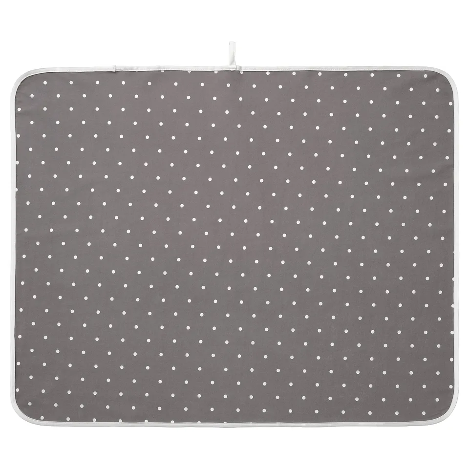 Polkadot grey baby mat, cotton & polyester, soft, square, foldable.