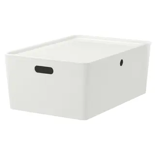 KUGGIS box with lid, white, 37x54x21 cm