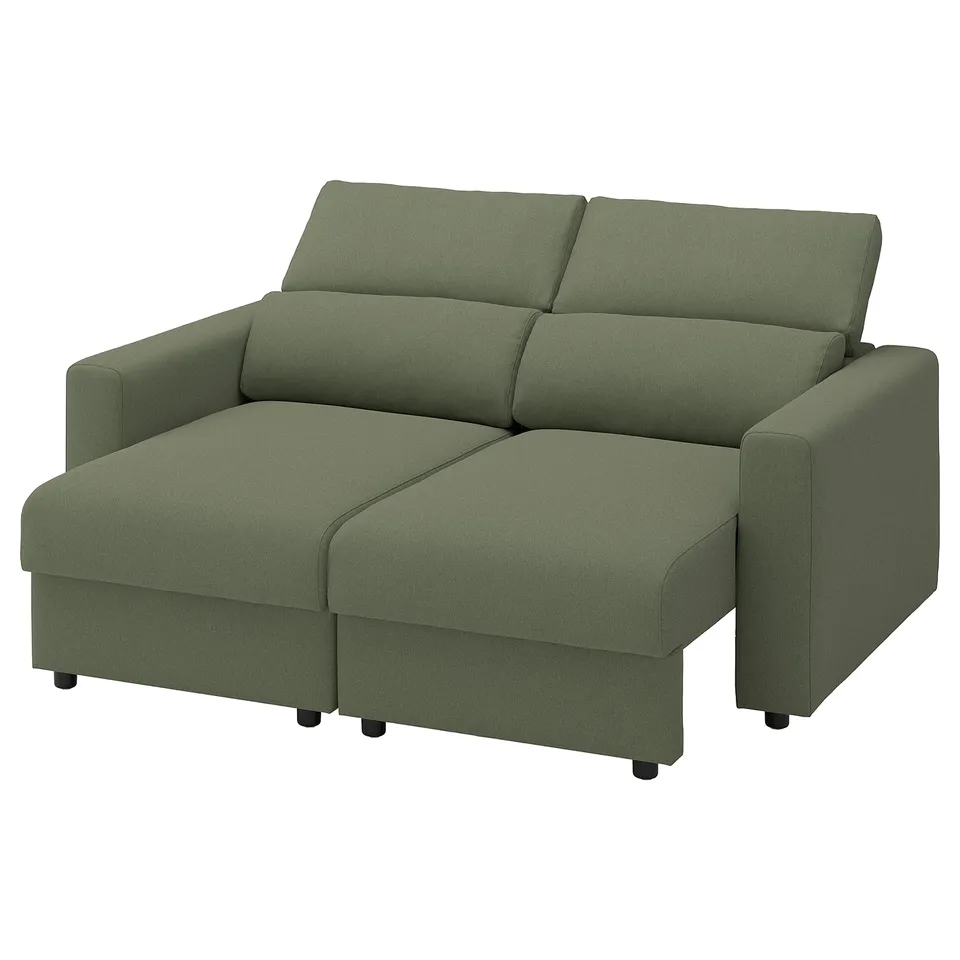 MALMKÖPING olive centre sofa, sleek design with 2 chaise seats for comfort.