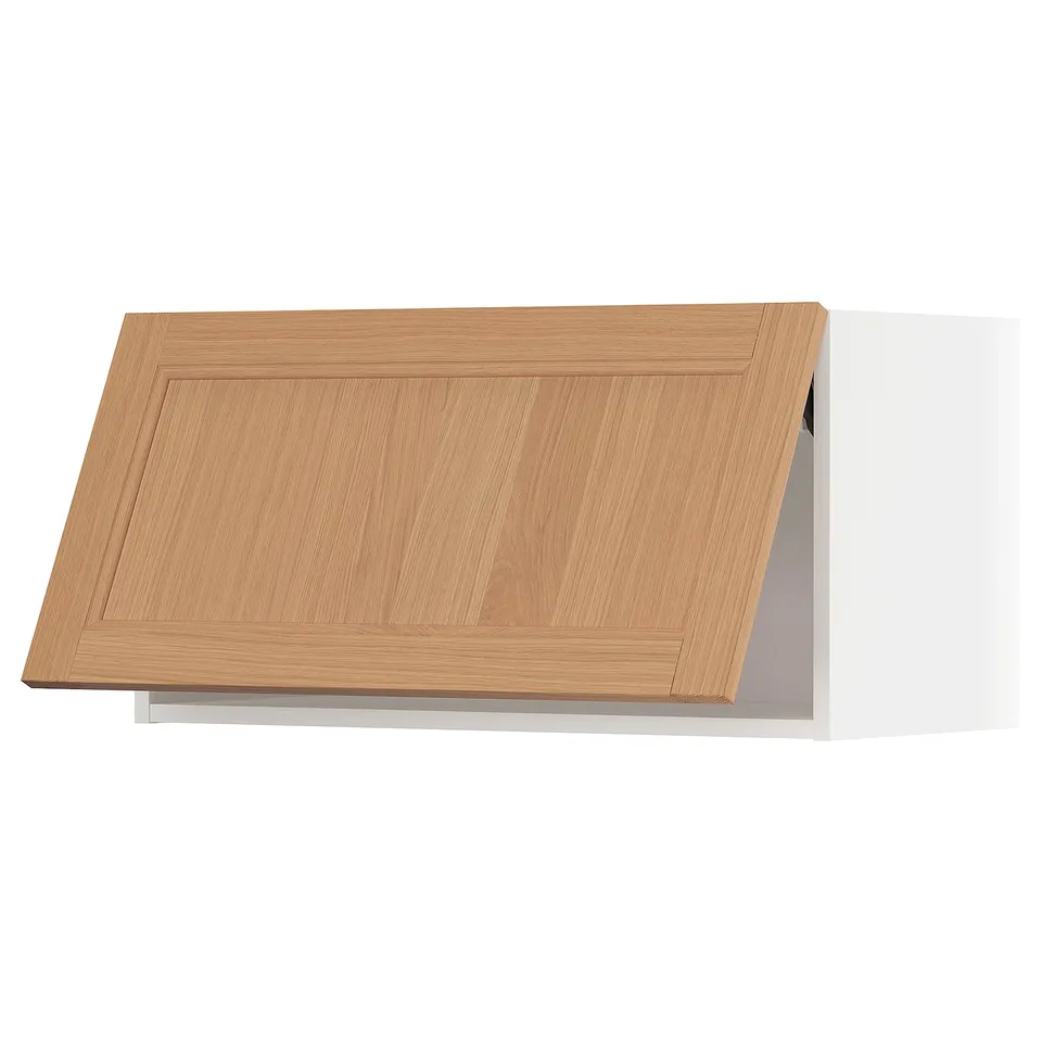 METOD kitchen cabinet with light oak wood door, rectangle shape, simple panel design.