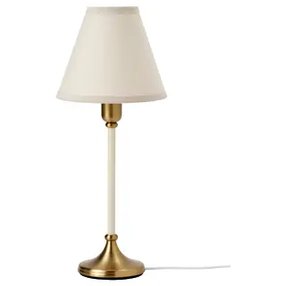 FLYGHÖJD table lamp, brass/beige, Height 54 cm