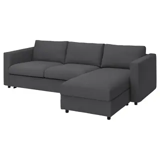 VIMLE cover 3-seat sofa-bed w chaise lng, Hallarp grey