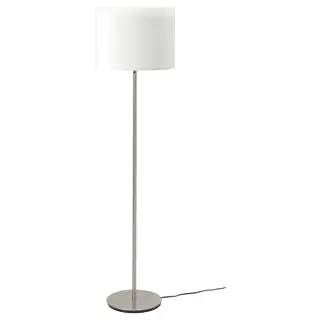 RINGSTA / SKAFTET floor lamp, white/nickel-plated, Height 153 cm