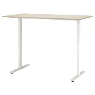 TROTTEN desk sit/stand, beige/white, Depth 80 x Width 160 cm
