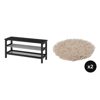 MADONNALILJA/TJUSIG set: bench with shoe storage + chair pad x2