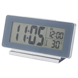 FILMIS clock/thermometer/alarm, grey, Width 16.5 x Depth 4 x Height 9 cm