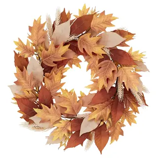 SMYCKA artificial wreath, in/outdoor/leaf orange-brown, 60 cm