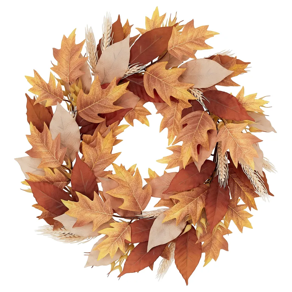 SMYCKA Artificial wreath, in/outdoor/leaf orange-brown, 60 cm