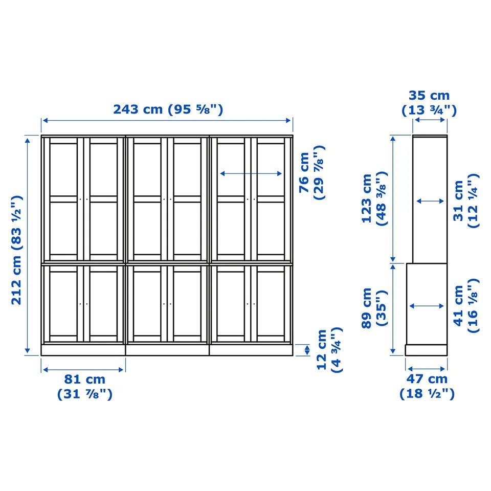 Illustration with measurements for the product: HAVSTA.