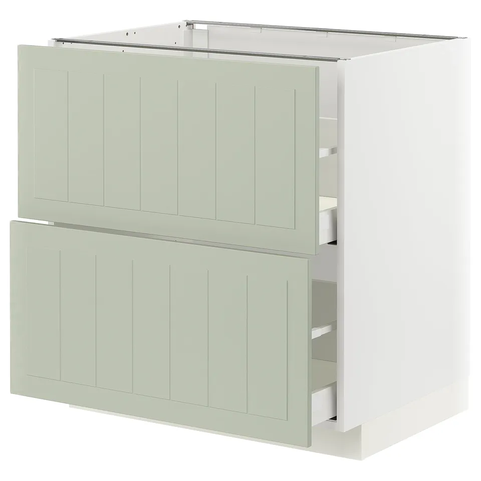 METOD kitchen cabinet, green, rectangular, with drawers, wooden finish.