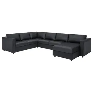 VIMLE corner sofa, 5-seat, with chaise longue/Grann/Bomstad black, Depth 98 cm