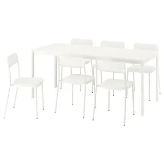 VIHALS / VIHALS table and 6 chairs, white/white, 120/180x74 cm