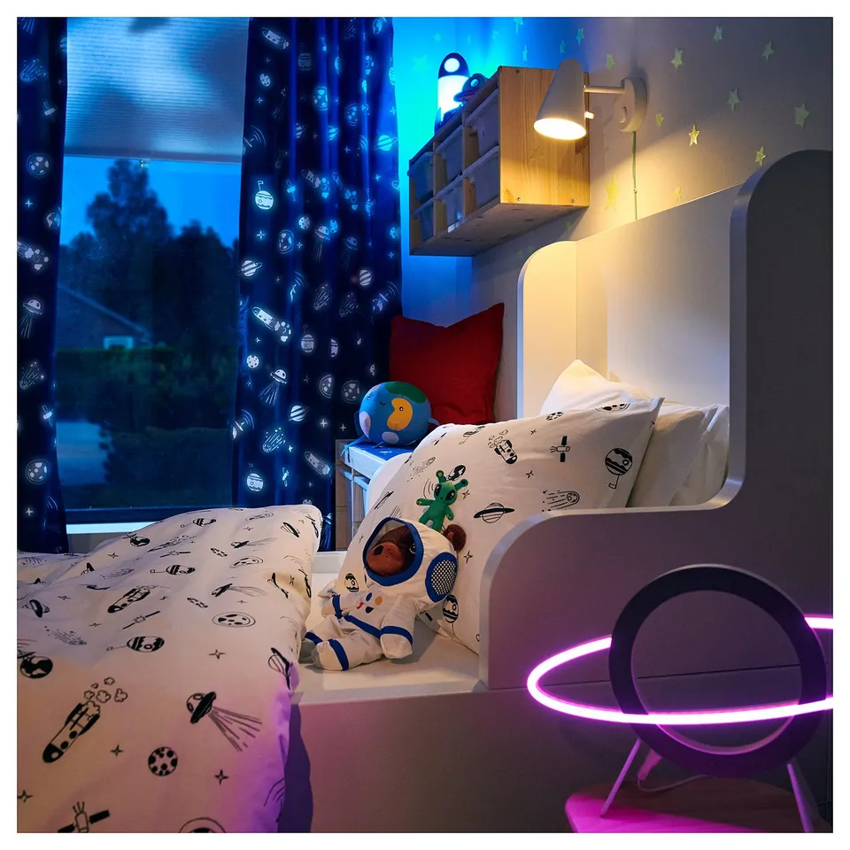 AFTONSPARV Duvet cover and pillowcase, space white/black, 150x200/50x80 cm