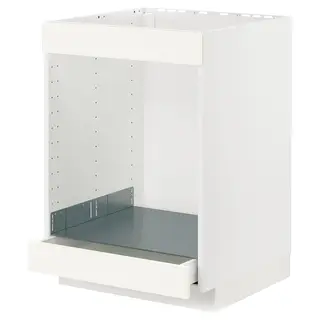 METOD / MAXIMERA base cab for hob+oven w drawer, white/Vallstena white, 60x60x80 cm