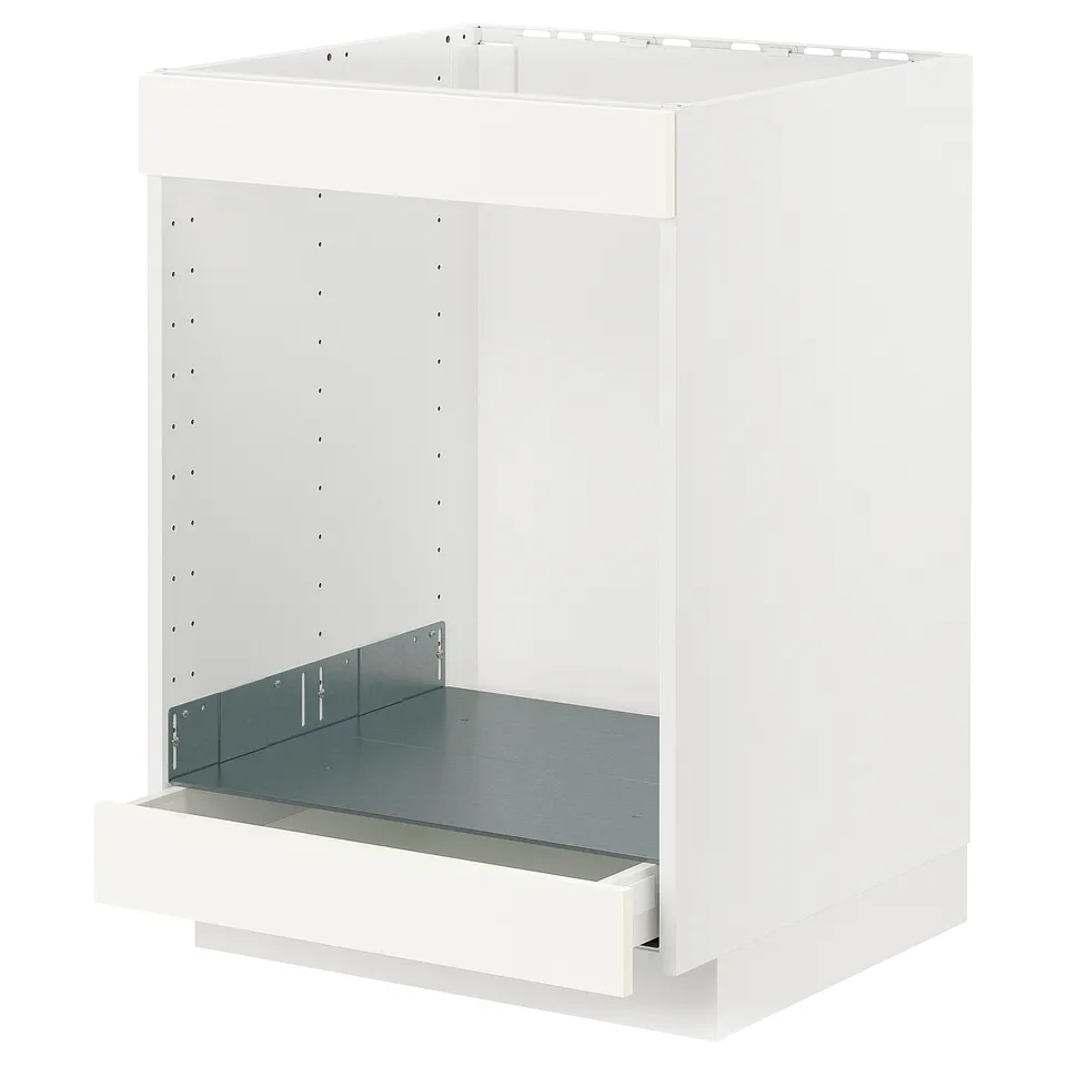 White METOD kitchen cabinet unit, square shape with pull-out shelf, part of modular system.