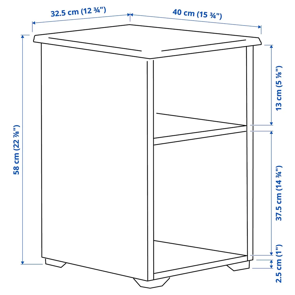 Illustration with measurements for the product: SKRUVBY.