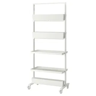 MITTZON frame w castors/disp shlf/cable box, white, 85x205 cm