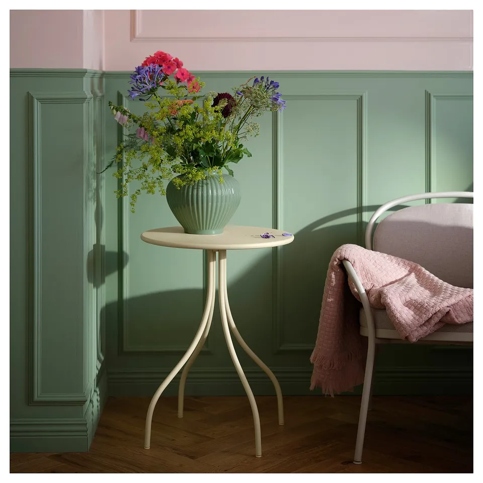 TÅNEBRO Side table, in/outdoor/pale yellow, 46 cm