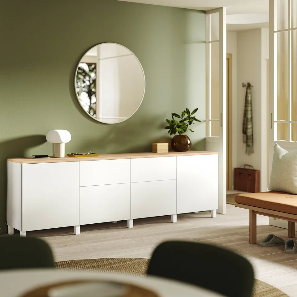 BESTÅ Storage combination, white/Lappviken white, 240x42x76 cm