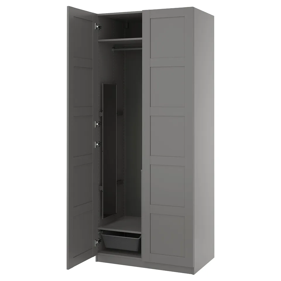 PAX / BERGSBO Wardrobe combination, dark grey/dark grey, 100x60x236 cm