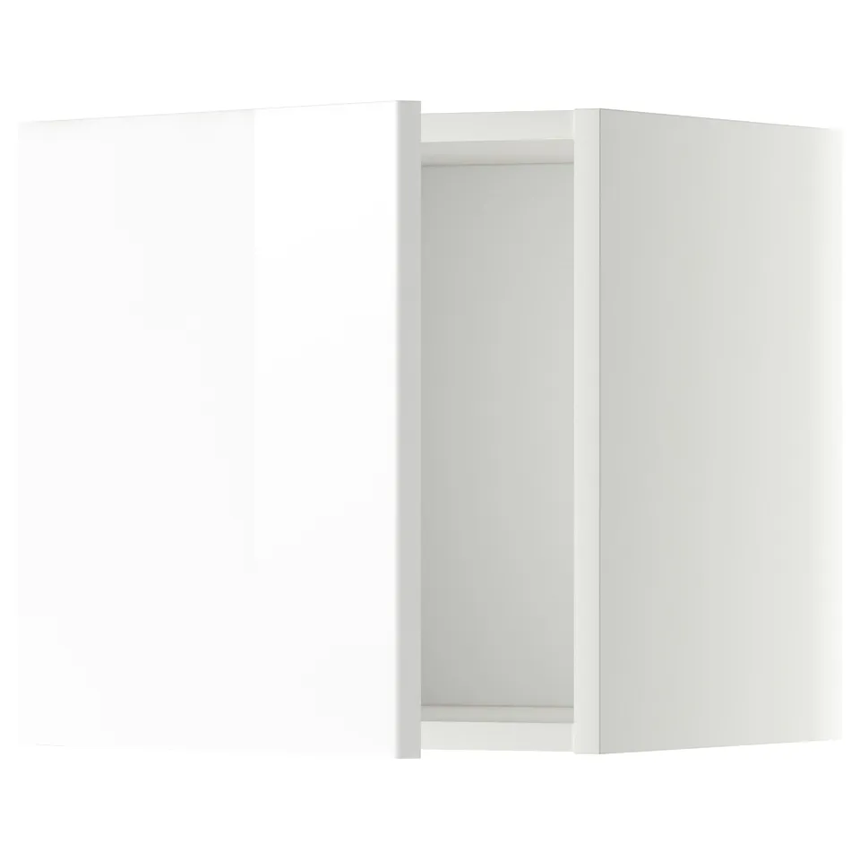 White METOD kitchen cabinet with high-gloss finish.