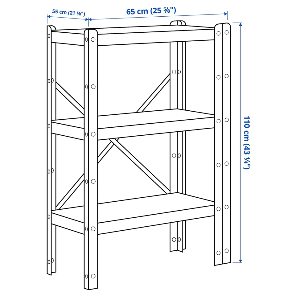 BROR Shelving unit, black, 234x55x110 cm