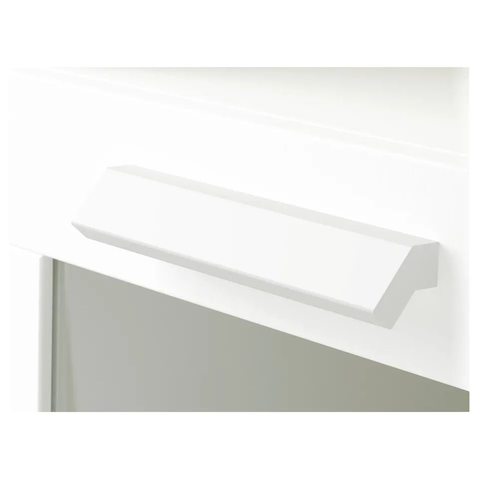 White shelf, smooth edge, high-gloss finish, modern design. Perfect for home decor or organising.