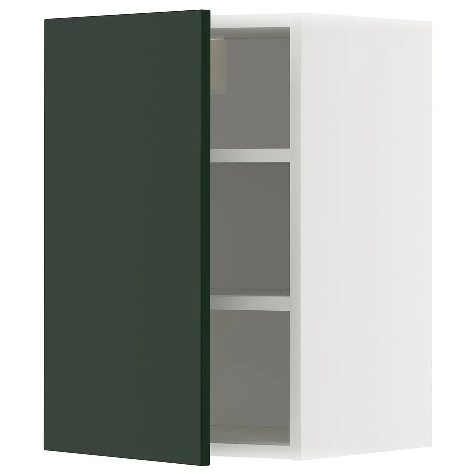 METOD kitchen cabinet, green, with 2 shelves, adjustable, right or left pivot, modern design.