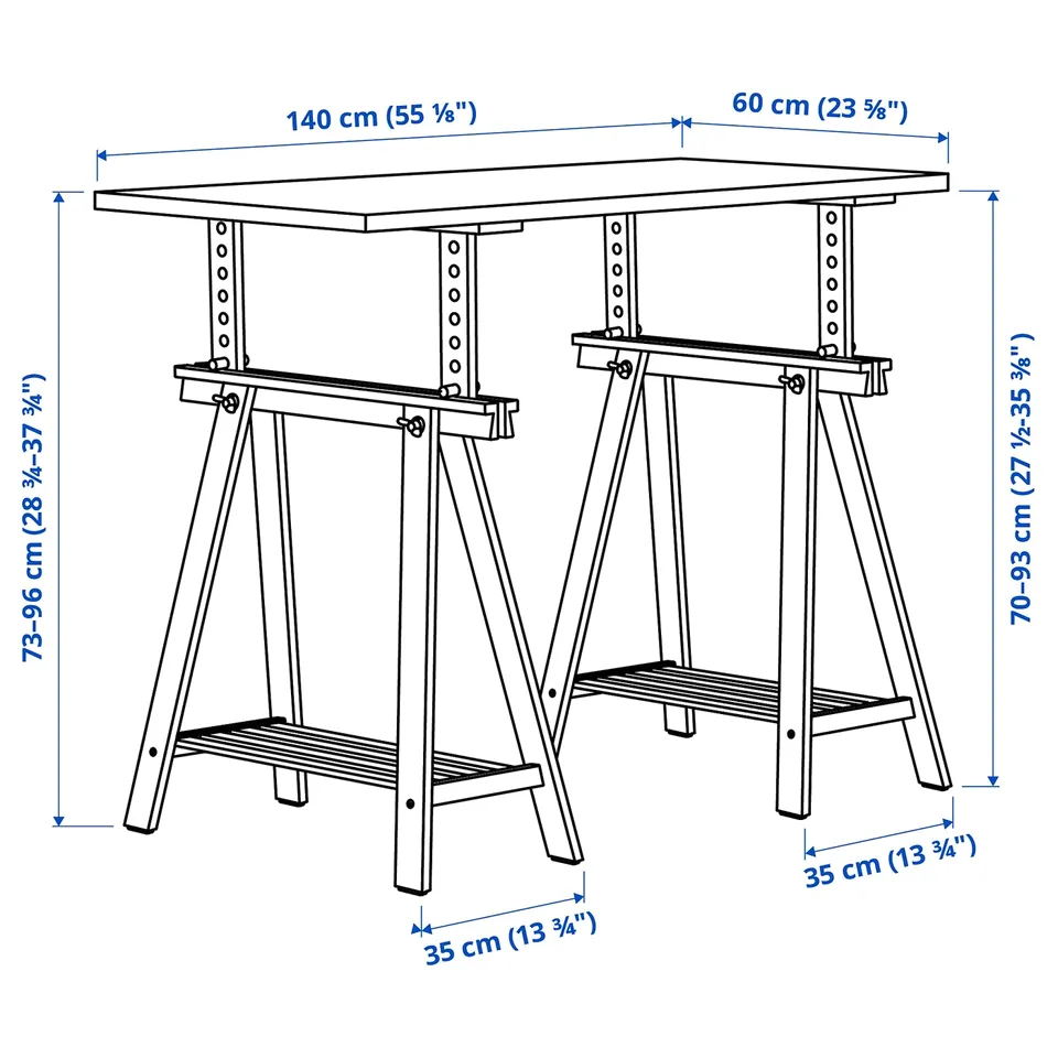 LAGKAPTEN / MITTBACK Desk, white/birch, 140x60 cm