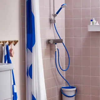 BERGVATTNET set: water meter for shower + auto diverter for shower + single spray hand shower with hose