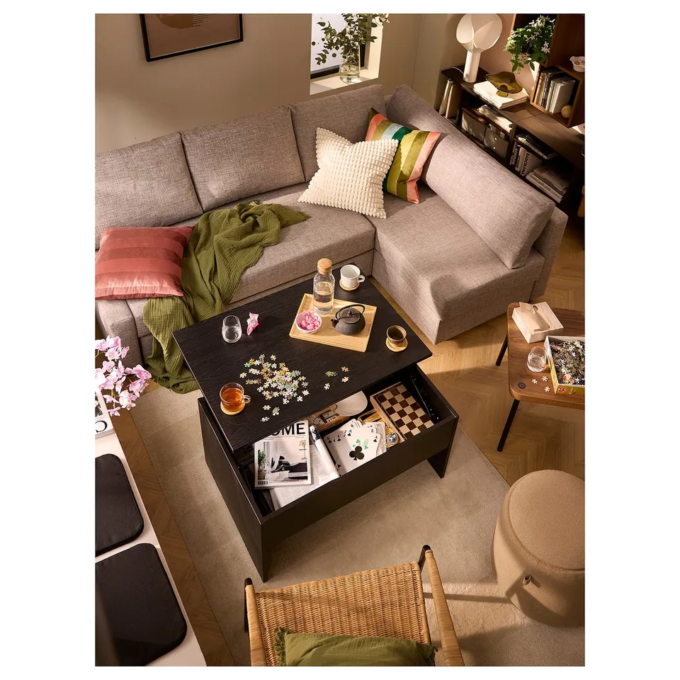 ÖSTAVALL Adjustable coffee table, black, 90 cm