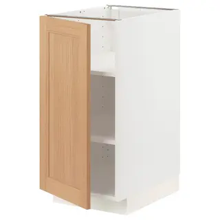 METOD base cabinet with shelves, white/Vedhamn oak, 40x60x80 cm