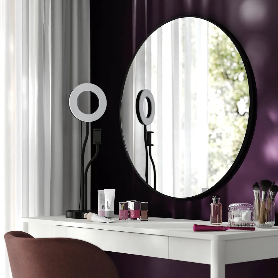 LINDBYN Mirror, black, 80 cm