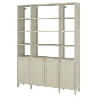 GULDDRAGARE storage combination, beige/with 4 doors with shelves, 162x37x216 cm