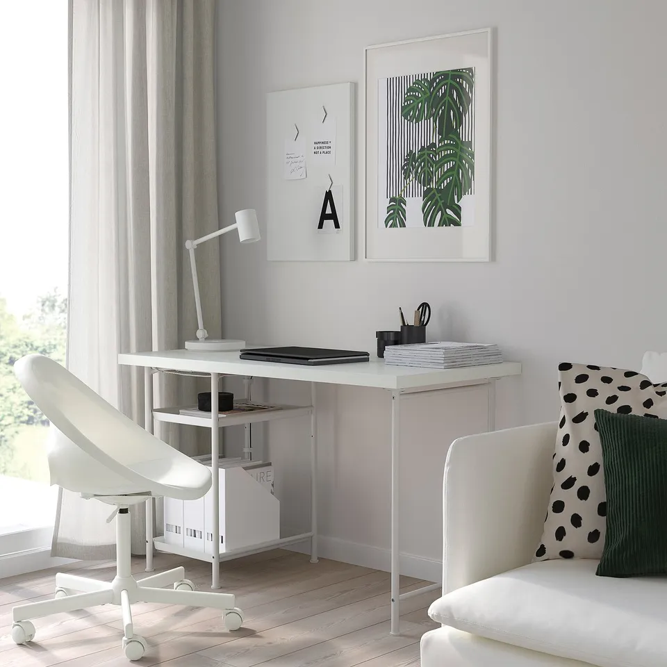 Modern home office: LAGKAPTEN desk, chair, lamp.