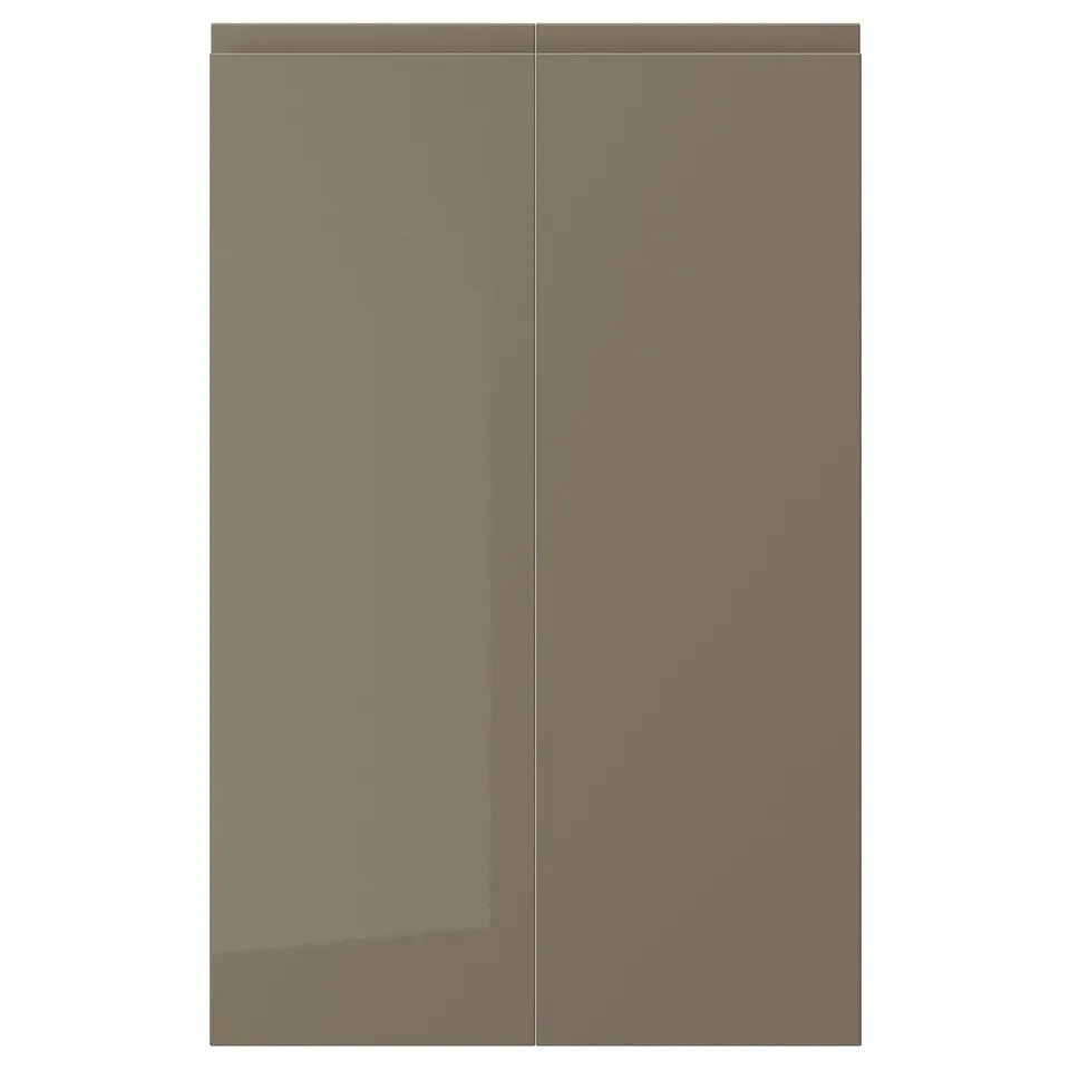 VOXTORP door, high-gloss dark brown, rectangular, sleek design, easy-care finish.