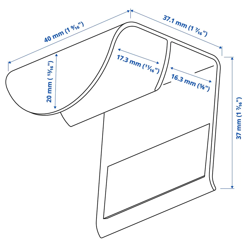 Illustration with measurements for the product: DRAGSMARK.