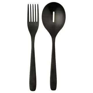 TILLAGD 2-piece serving set, black, 24 cm