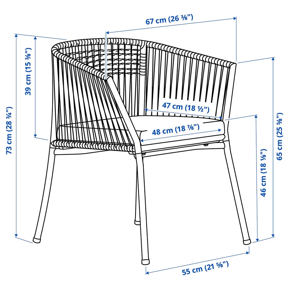 Illustration with measurements for the product: SEGERÖN.