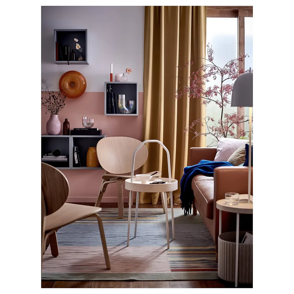MAJGULL Room darkening curtains, 1 pair, beige-yellow/with heading tape, 145x250 cm