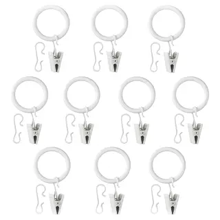 SYRLIG curtain ring with clip and hook, white, 25 mm