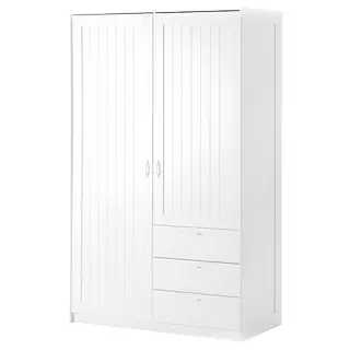 MUSKEN wardrobe with 2 doors+3 drawers, white, 124x60x201 cm