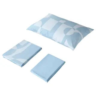 BRUKSVARA 3-piece bedlinen set, light blue/geometric