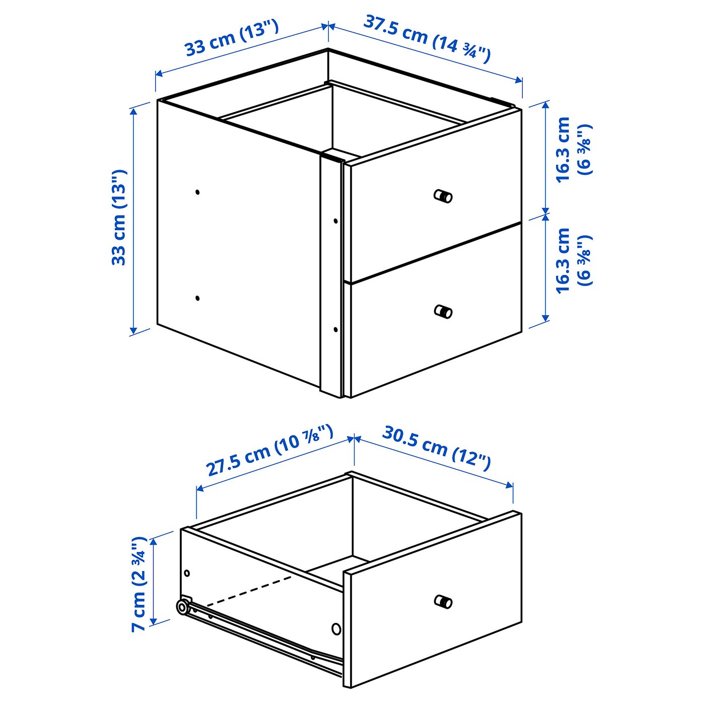 Illustration with measurements for the product: KALLAX.