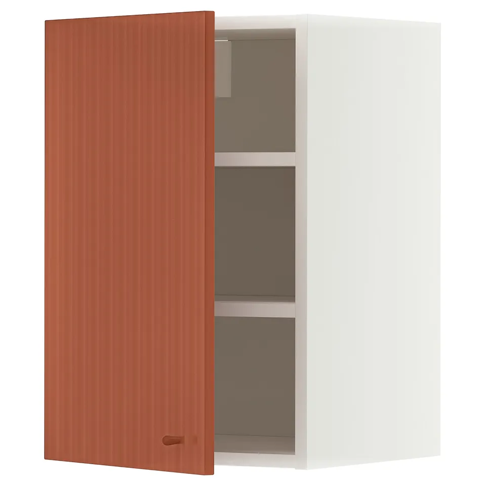 METOD Wall cabinet with shelves, white/Terrsjö red-brown wave pattern, 40x37x60 cm