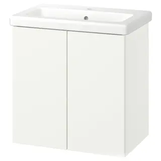 ENHET / TVÄLLEN wash-stnd w doors/wash-basin, white, 64x43x65 cm