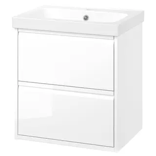 ÄNGSJÖN / ORRSJÖN wash-stnd w drawers/wash-basin, high-gloss white, 62x49x69 cm