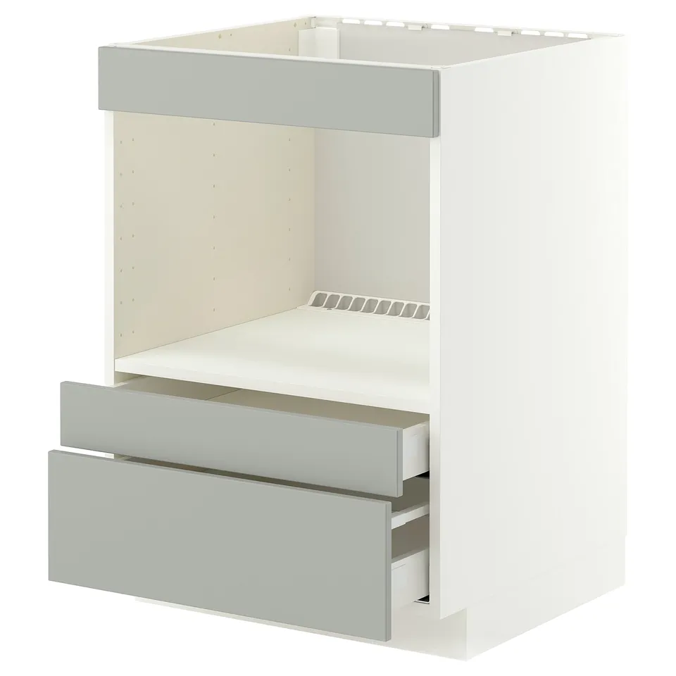 METOD / MAXIMERA Base cabinet f built-in appliances, white/Havstorp light grey, 60x60x80 cm