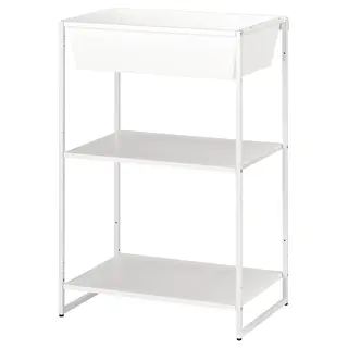 JOSTEIN shelving unit with container, in/outdoor/metal white, 61x40x90 cm